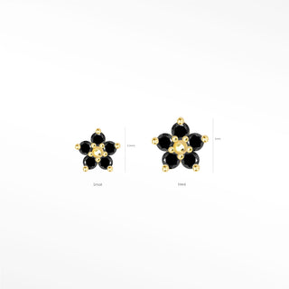 Flat Back Earring Black Diamond Buttercup Small 14k Yellow