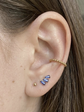 Flat Back Earring Blue Sapphire The Tapered Baguette 14k Yellow