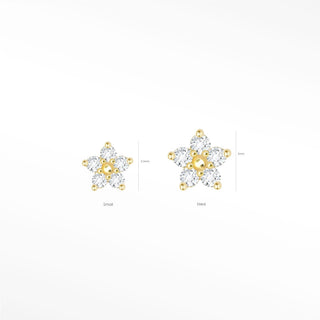 Flat Back Earring Diamond Buttercup Med 14k Yellow