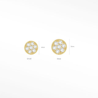 Flat Back Earring Diamond Glazed Donut Small 14k Yellow
