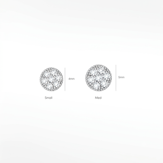 Flat Back Earring Diamond Glazed Donut Med 14k White