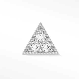Flat Back Earring Diamond Pyramid Trio 14k White