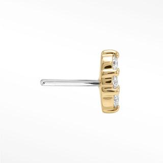 Flat Back Earring Diamond 3 Scones Small 14k Yellow