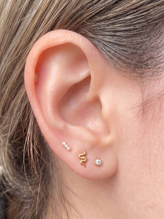 Flat Back Earring Diamond 3 Scones Small 14k Yellow