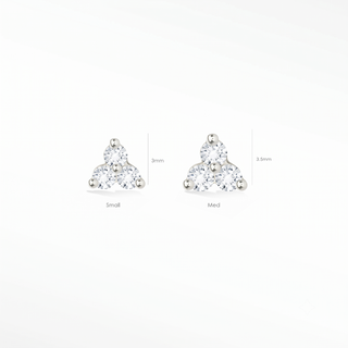Flat Back Earring Diamond Trinity Small 14k White
