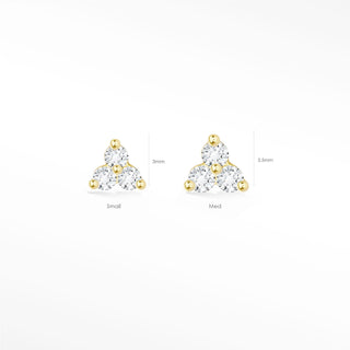 Flat Back Earring Diamond Trinity Small 14k Yellow
