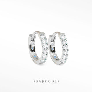 diamond and emerald hoop earrings Natalie in 14k white gold with diamond and emerald
