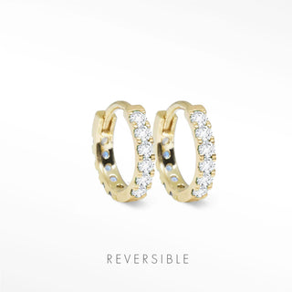 diamond and emerald hoop earrings Natalie in 14k yellow gold with diamond and emerald