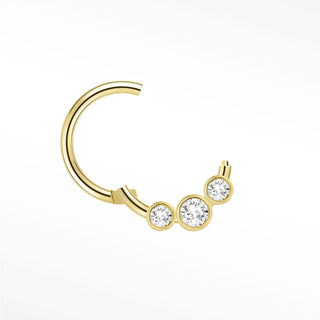 Clicker 16G Diamond Bezel Triple 14K Yellow