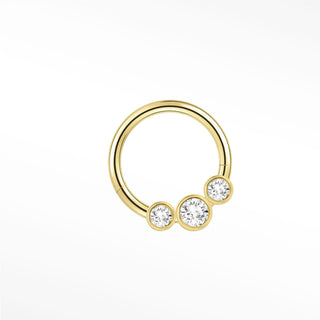 Clicker 16G Diamond Bezel Triple 14K Yellow