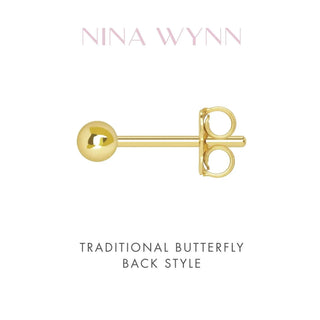 Diamond stud earrings back view designed for comfortable everyday wear