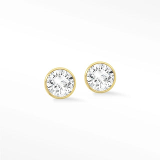 diamond stud earrings bezel in 14k gold