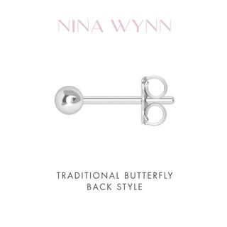 Diamond stud earrings back view designed for comfortable everyday wear