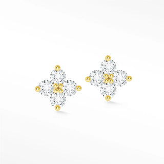 Diamond stud earrings Clover 14k gold