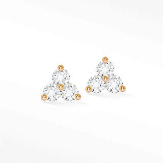 diamond stud earrings trinity in rose gold