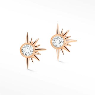diamond stud earrings Sunburst in rose gold
