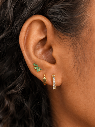 Flat Back Earring Emerald The Tapered Baguette 14k Yellow