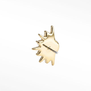 Flat Back Earring Emerald Demi Urchin 14K Yellow