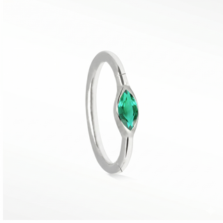 Clicker 16G Emerald Marquise 14K White