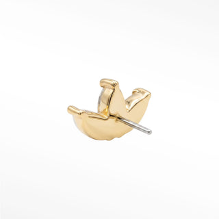 Flat Back Earring Moonstone Baby Lotus Med 14k Yellow