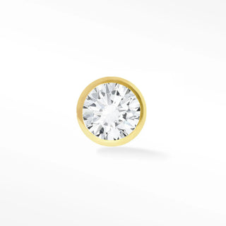 Flat Back Earrings Diamond 14k Yellow Solitaire Bezel
