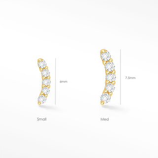 Flat Back Earring Diamond Climber Med 14k Yellow