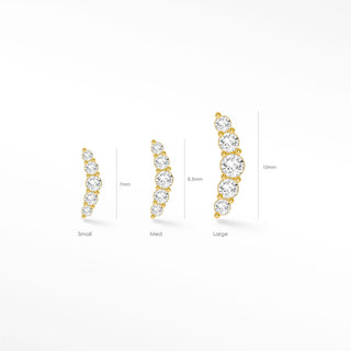 Flat Back Earring Diamond Croissant Pave Large 14k Yellow