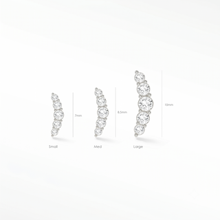 Flat Back Earring Diamond Croissant Pave Small 14k White
