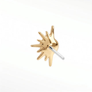 Flat Back Earring Emerald Demi Star 14k Yellow