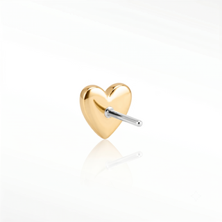 Flat Back Earring Heart 14k Yellow