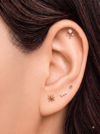 Flat Back Earring Moissanite Chandelier 14k Yellow