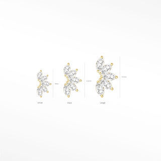 Flat Back Earring Moissanite Med Lotus 14k Yellow