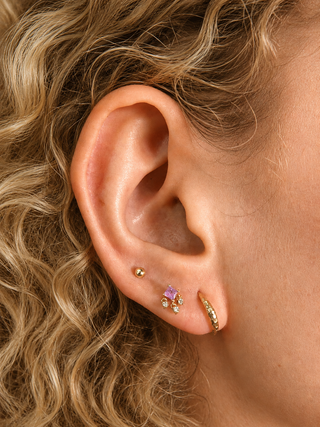Flat Back Earring Pink Sapphire Chandelier 14k Yellow