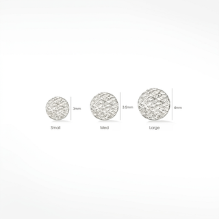 Flat Back Earring 3mm Round Florentine 14K White