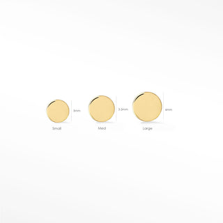 Flat Back Earring Full Moon 3mm 14k Yellow