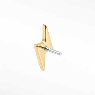 Flat Back Earring Lightning Bolt Small 14k Yellow