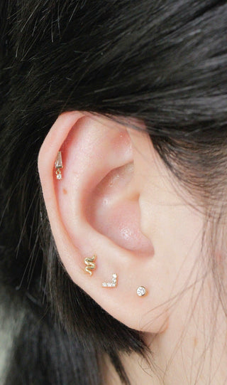 Flat Back Earring Snake Small 14k Yellow