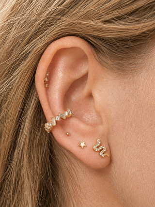 Flat Back Earring Star Crossed 14k Yellow