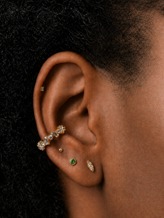 Flat Back Earring Emerald Bezel 2.5mm 14k Yellow