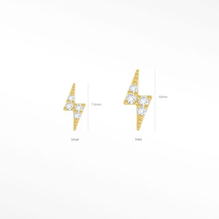 Flat Back Earring Diamond Lightning Bolt Med 14k Yellow