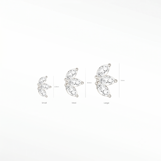 Flat Back Earring Moissanite Baby Lotus Med 14k White