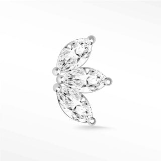 Flat Back Earring Moissanite Baby Lotus Med 14k White