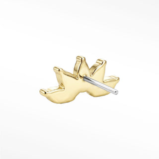 Flat Back Earring Moonstone Lotus Med 14k Yellow