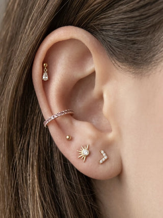 Flat Back Earring Diamond Arrow 14k Yellow
