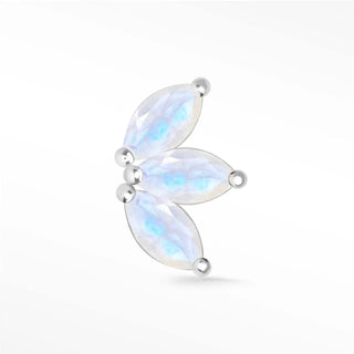 Flat Back Earring Moonstone Baby Lotus Med 14k White