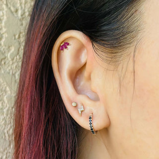 Flat Back Earring Pink Sapphire Baby Lotus Med 14k Yellow