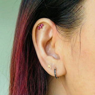 Flat Back Earring Lightning Bolt Med 14k Yellow