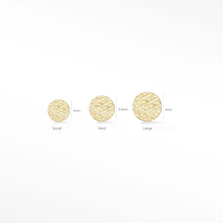 Flat Back Earring 3.5mm Round Florentine 14k Yellow