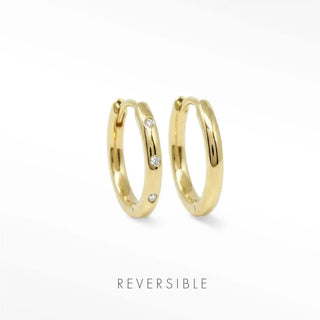 Ellie Diamond Gold Hoop Earrings 14k | Wynning Reversible Hoops