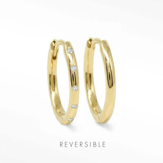 Ellie Diamond Gold Hoop Earrings 14k | Wynning Reversible Hoops